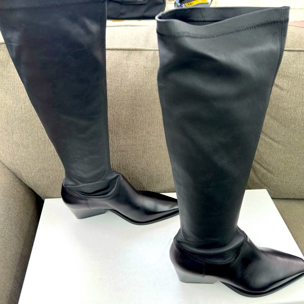Arket Black Stretch Leather Boots Size 41